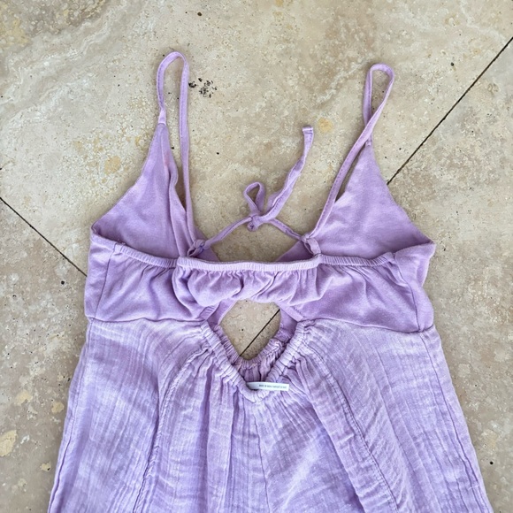 Out from Under Lavender Romper Jumpsuit w Oversized Bottoms and Cinching Ties UO - Picture 9 of 15